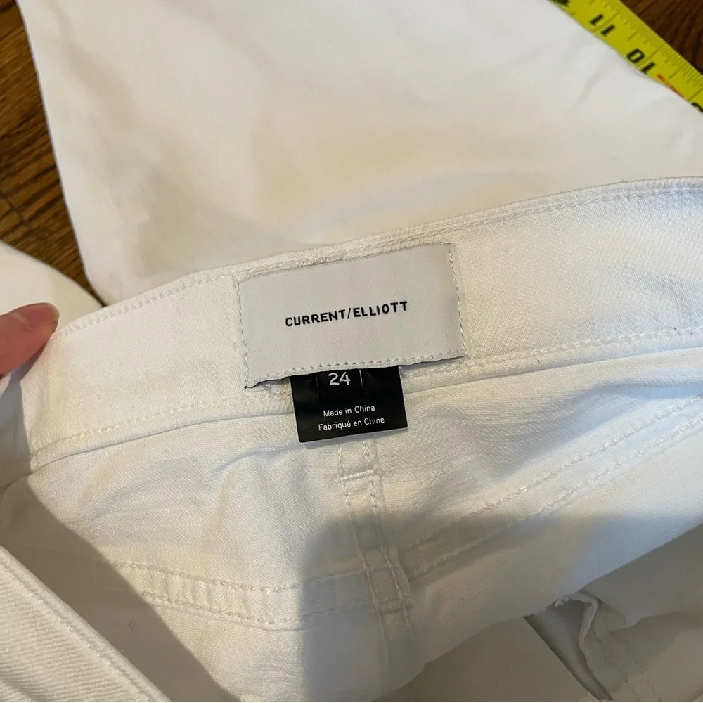 Current/Elliott Cropped White Jeans